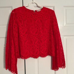 Alice + Olivia Pasha Bell Sleeved blouse Red Sz M